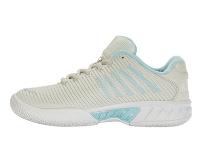 K-Swiss Women's Hypercourt Express 2 Vaporous Gray White Blue Glow Shoes