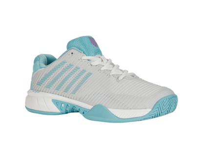 K-Swiss Women's Hypercourt Express 2 Brilliant White Angel Blue Sheer Lilac Shoes