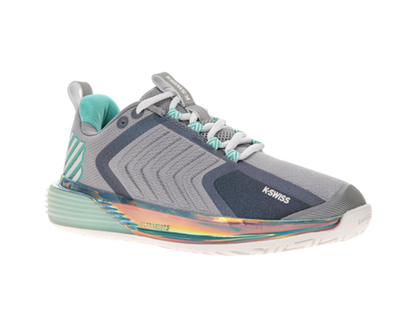 K-Swiss Women's Ultrashot 3 Alloy Brilliant White Turquoise Shoes