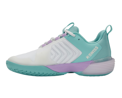 K-Swiss Women's Ultrashot 3 Brilliant White Angel Blue Sheer Lilac Shoes