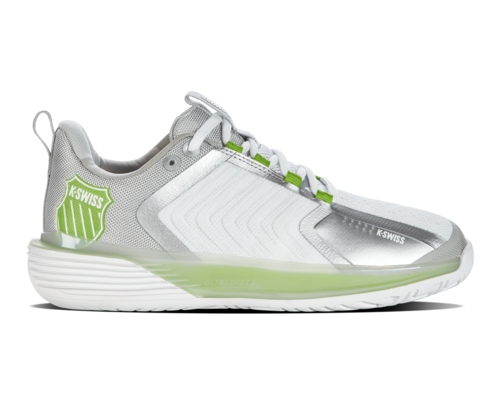 K-Swiss Women's Ultrashot 3 White Gray Violet Lime Green Shoes