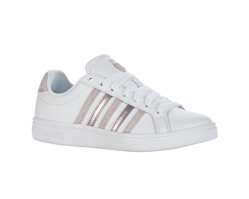 K-Swiss Women's Court Tiebreak White Ashes Of Roses Astro Dust Copper Shoes