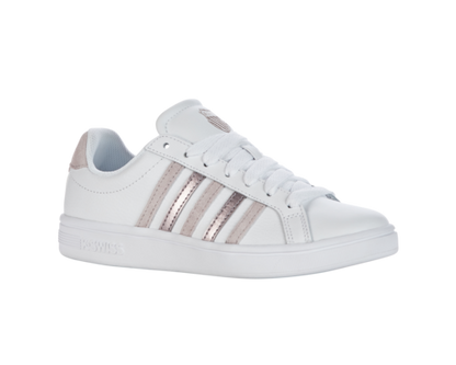 K-Swiss Women's Court Tiebreak White Ashes Of Roses Astro Dust Copper Shoes