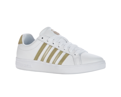 K-Swiss Women's Court Tiebreak White Cornstalk Metallic Shoes