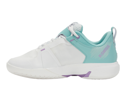 K-Swiss Women's Ultrashot Team Brilliant White Angel Blue Sheer Lilac Shoes