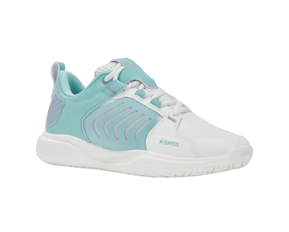 K-Swiss Women's Ultrashot Team Brilliant White Angel Blue Sheer Lilac Shoes