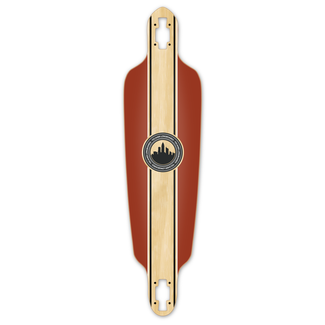 Yocaher Drop Through Longboard Deck - Crest Burgundy