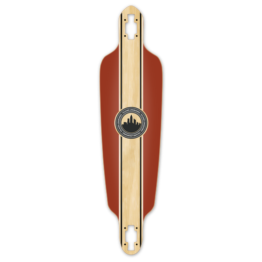 Yocaher Drop Through Longboard Deck - Crest Burgundy