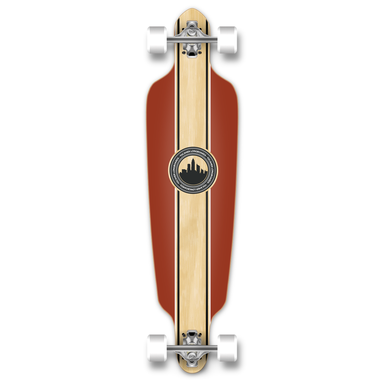 Yocaher Drop Through Longboard Complete - Crest Burgundy