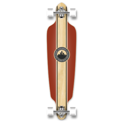 Yocaher Drop Through Longboard Complete - Crest Burgundy