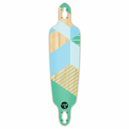 Yocaher Drop Through Longboard Deck -  Geometric Series - Green
