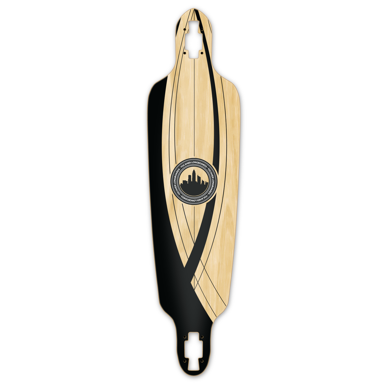 Yocaher Drop Through Longboard Deck - Crest Onyx