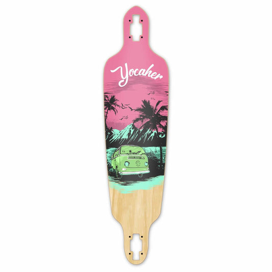 Yocaher Drop Through Longboard Deck -  VW Series - Pink N' Mint