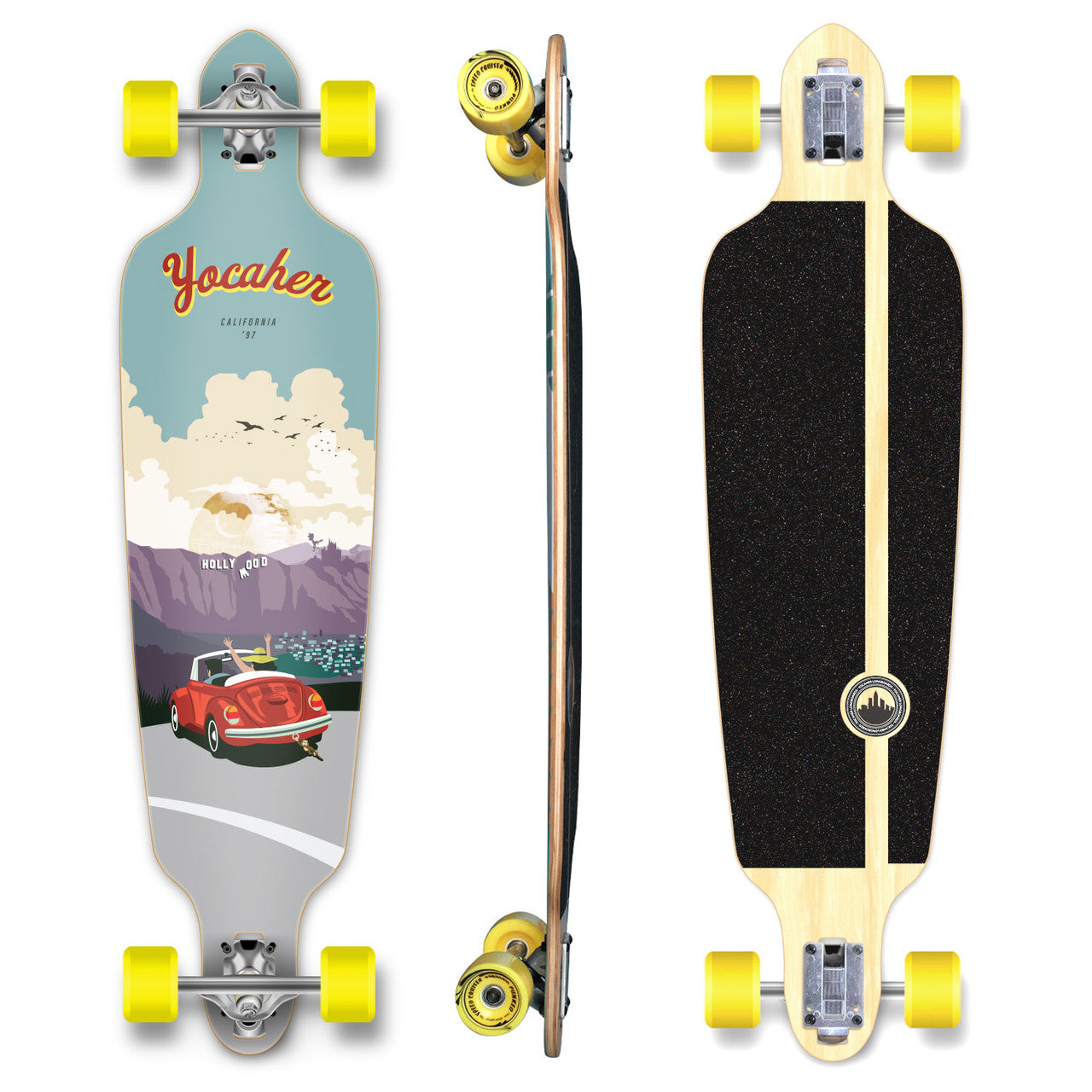 Yocaher Drop Through Longboard Complete - VW Beetle Series - Red