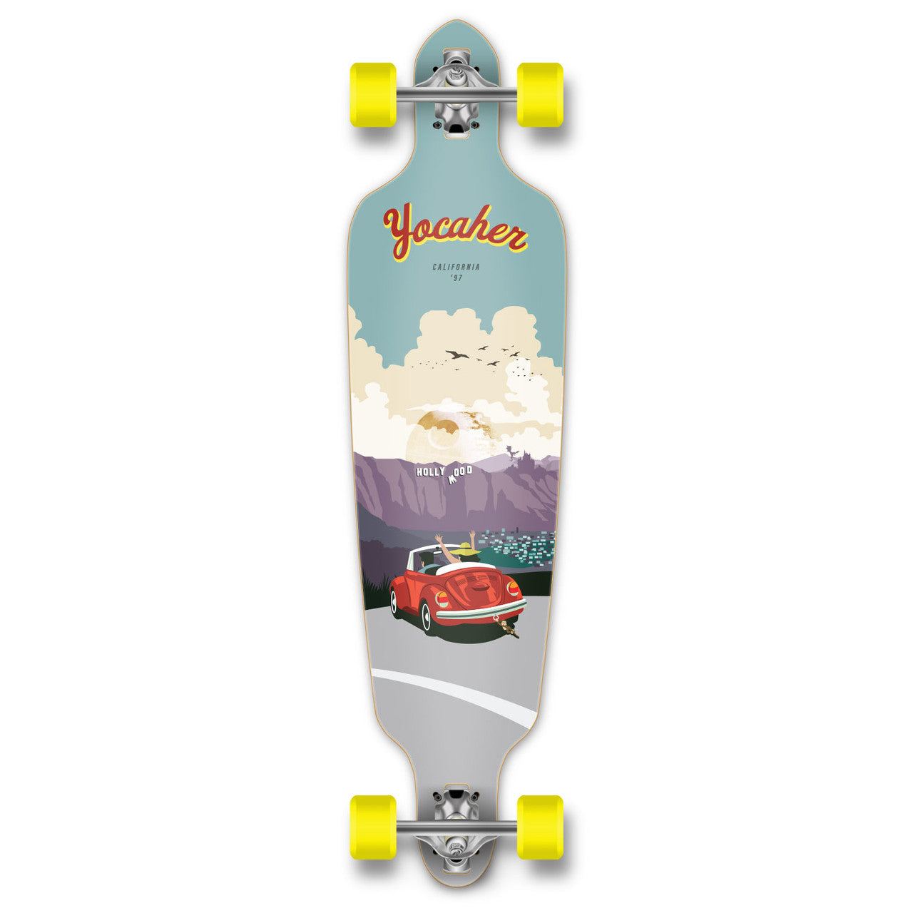 Yocaher Drop Through Longboard Complete - VW Beetle Series - Red