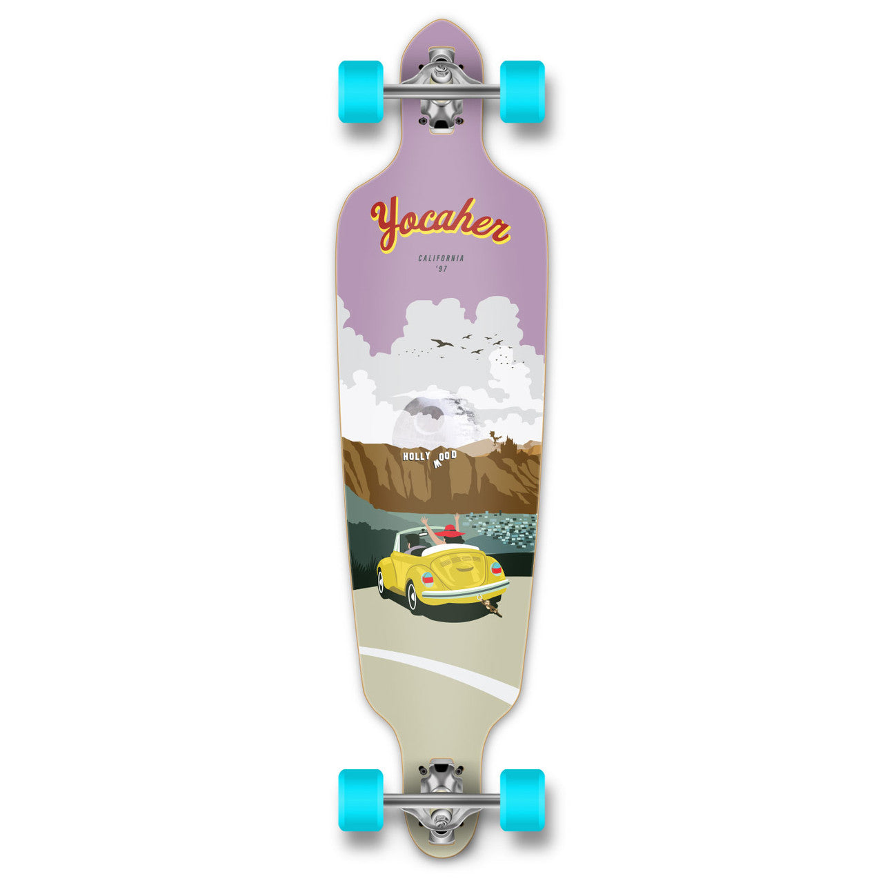 Yocaher Drop Through Longboard Complete - VW Beetle Series - Yellow