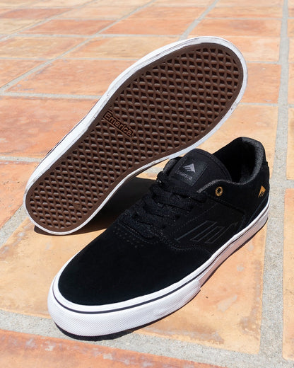 Emerica Mens Low Vulc Black Gold White Shoes