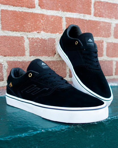 Emerica Mens Low Vulc Black Gold White Shoes