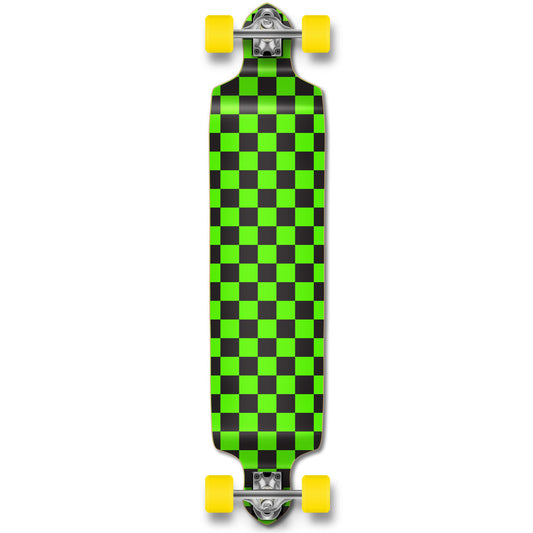 Yocaher Drop Down Longboard Complete - Checker Green