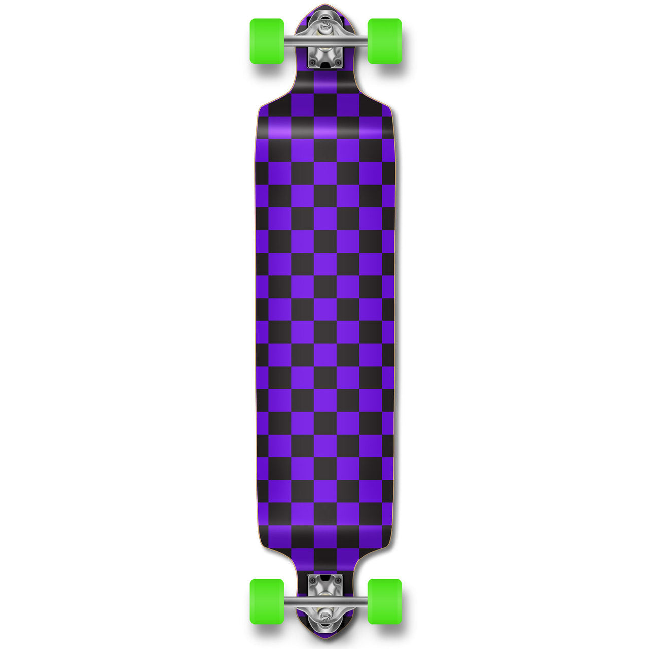 Yocaher Drop Down Longboard Complete - Checker Purple