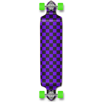 Yocaher Drop Down Longboard Complete - Checker Purple