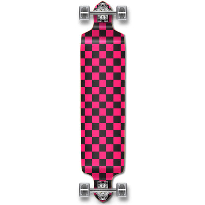 Yocaher Drop Down Longboard Complete - Checker Pink