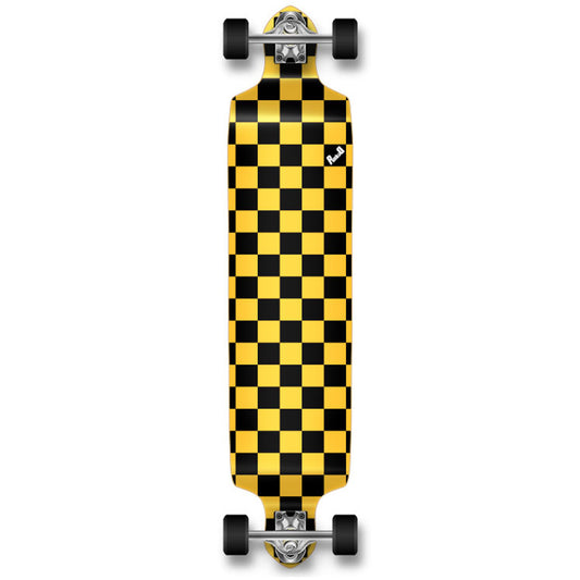 Yocaher Drop Down Longboard Complete - Checker Yellow