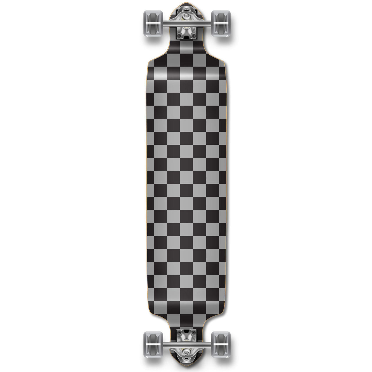 Yocaher Drop Down Longboard Complete - Checker Silver