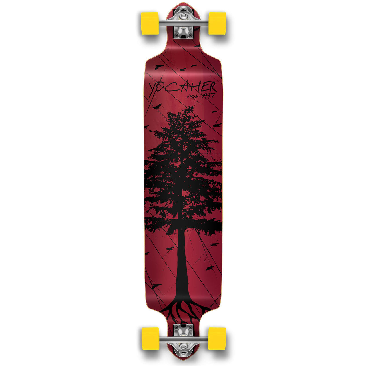 Yocaher Drop Down Longboard Complete - In the Pines : Red