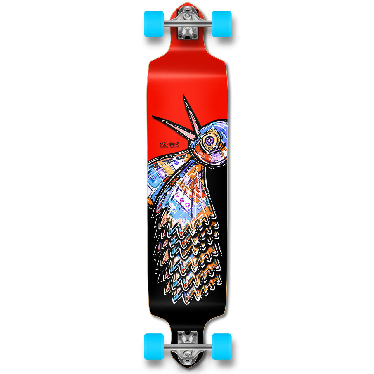 Yocaher Drop Down Longboard Complete - The Bird Red