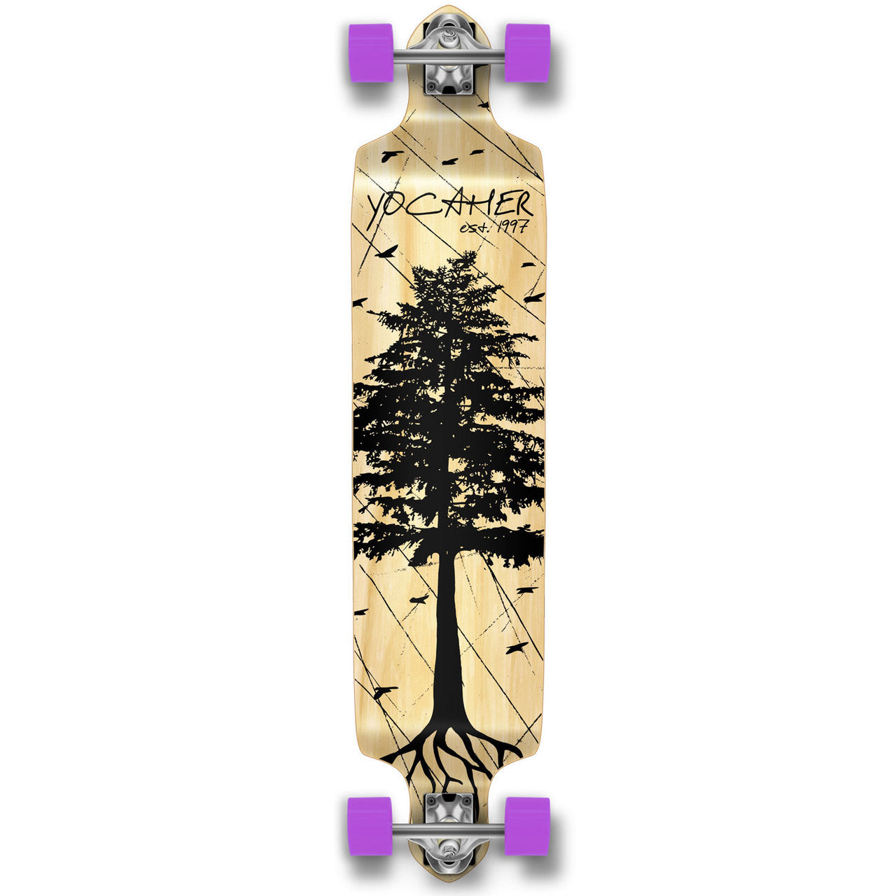 Yocaher Drop Down Longboard Complete - In the Pines : Natural