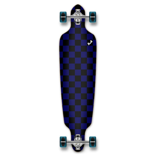 Yocaher Drop Through Longboard Complete - Checker Blue