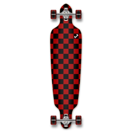 Yocaher Drop Through Longboard Complete - Checker Red