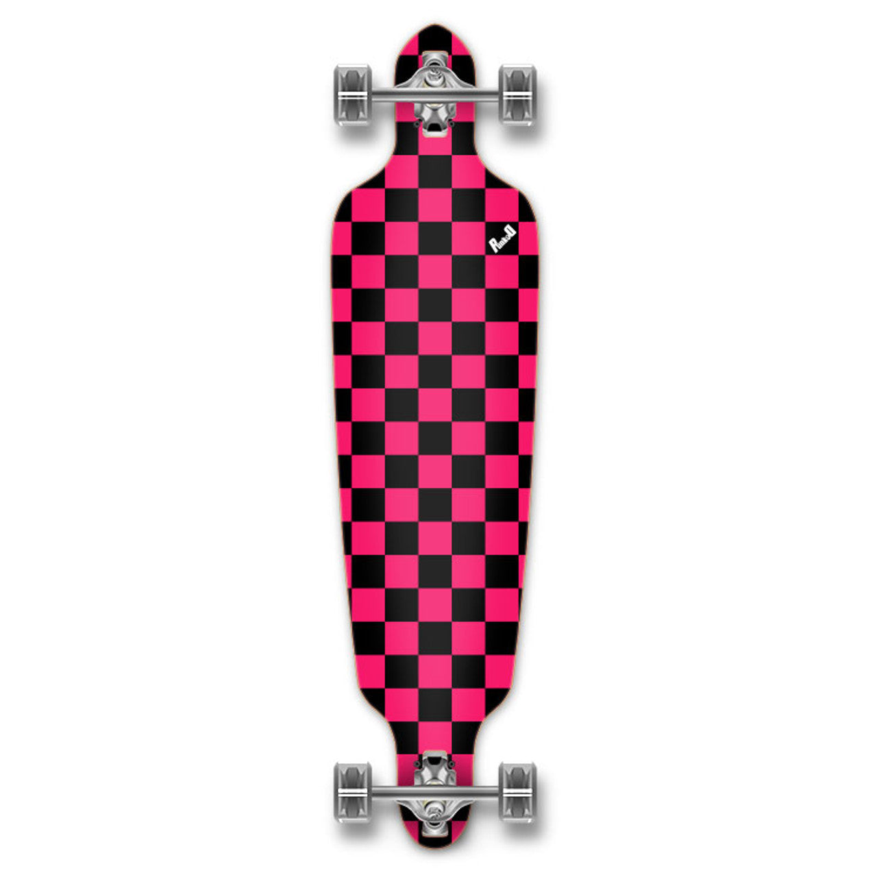 Yocaher Drop Through Longboard Complete - Checker Pink