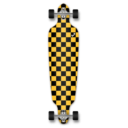 Yocaher Drop Through Longboard Complete - Checker Yellow