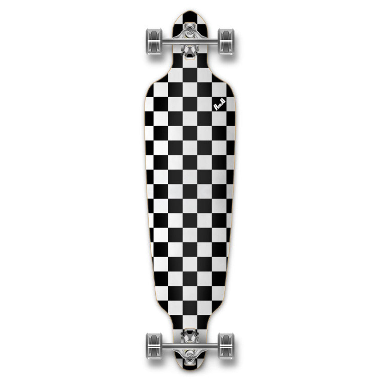 Yocaher Drop Through Longboard Complete - Checker Silver