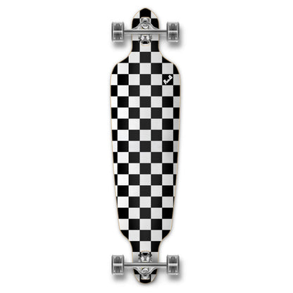 Yocaher Drop Through Longboard Complete - Checker Silver