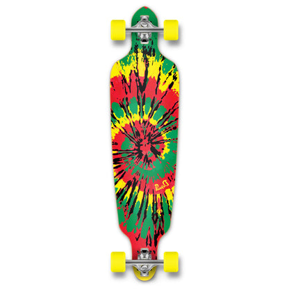 Yocaher Drop Through Longboard Complete - Tiedye Rasta