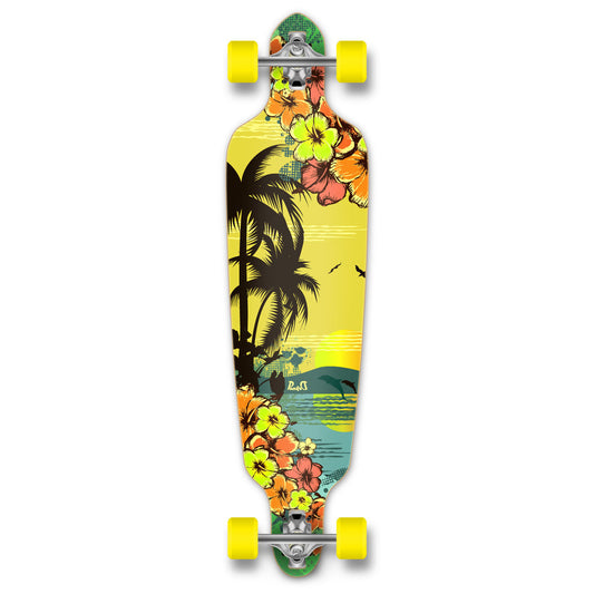 Yocaher Drop Through Longboard Complete - Tropical Day