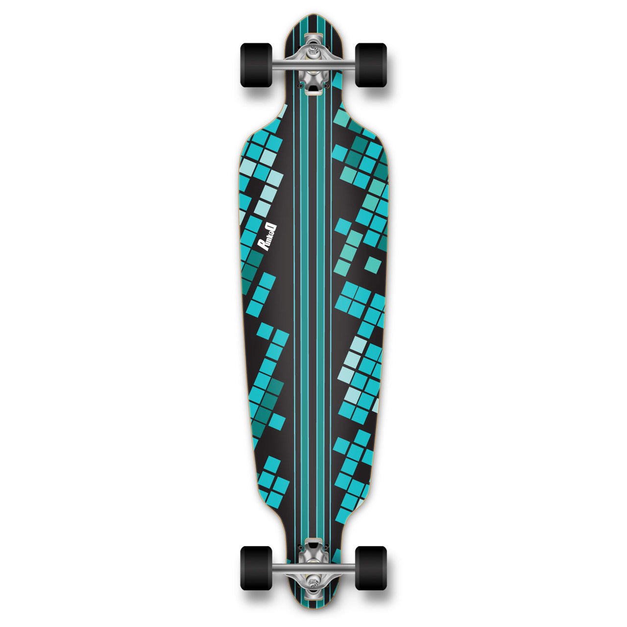 Yocaher Drop Through Longboard Complete - Black Digital Wave