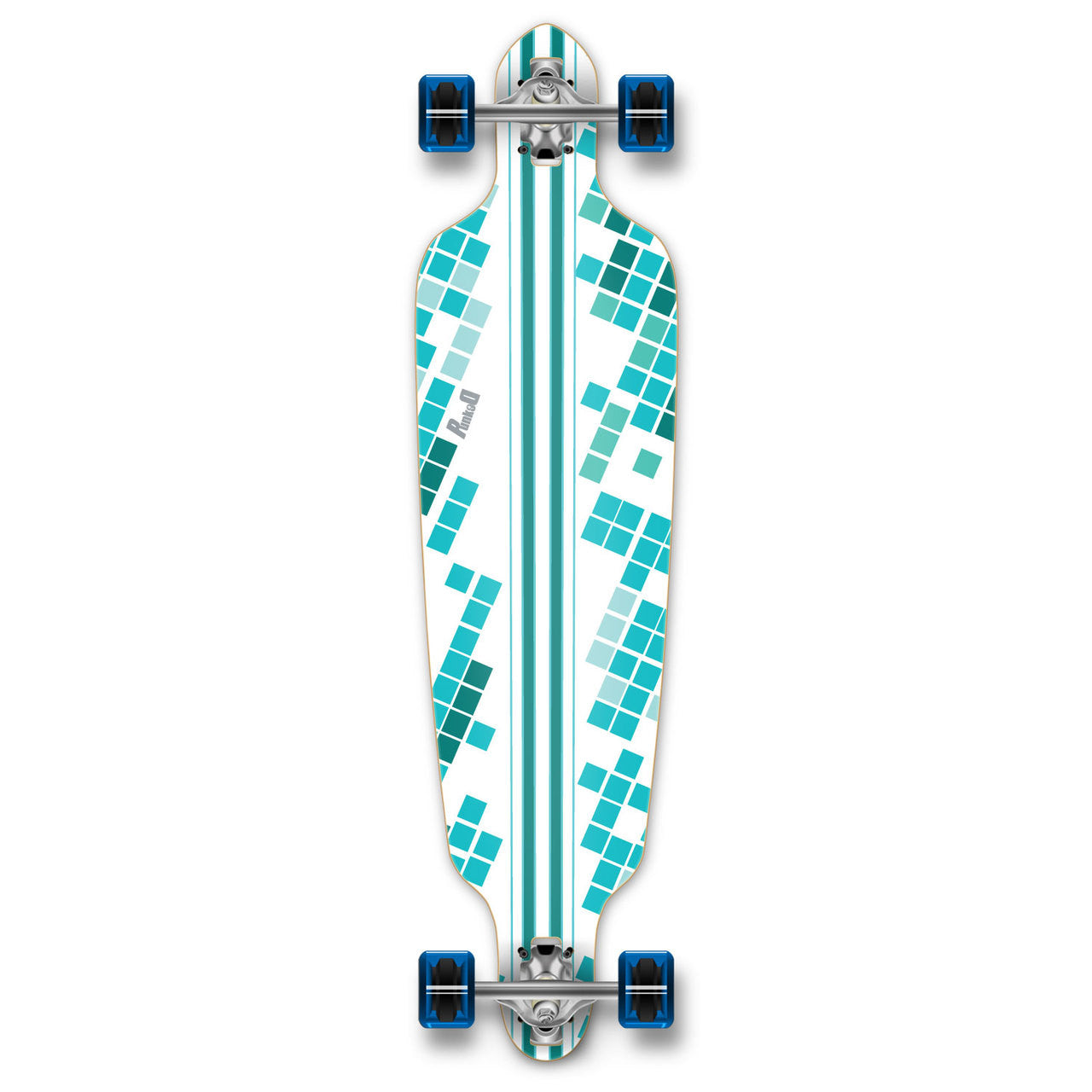 Yocaher Drop Through Longboard Complete - White Digital Wave