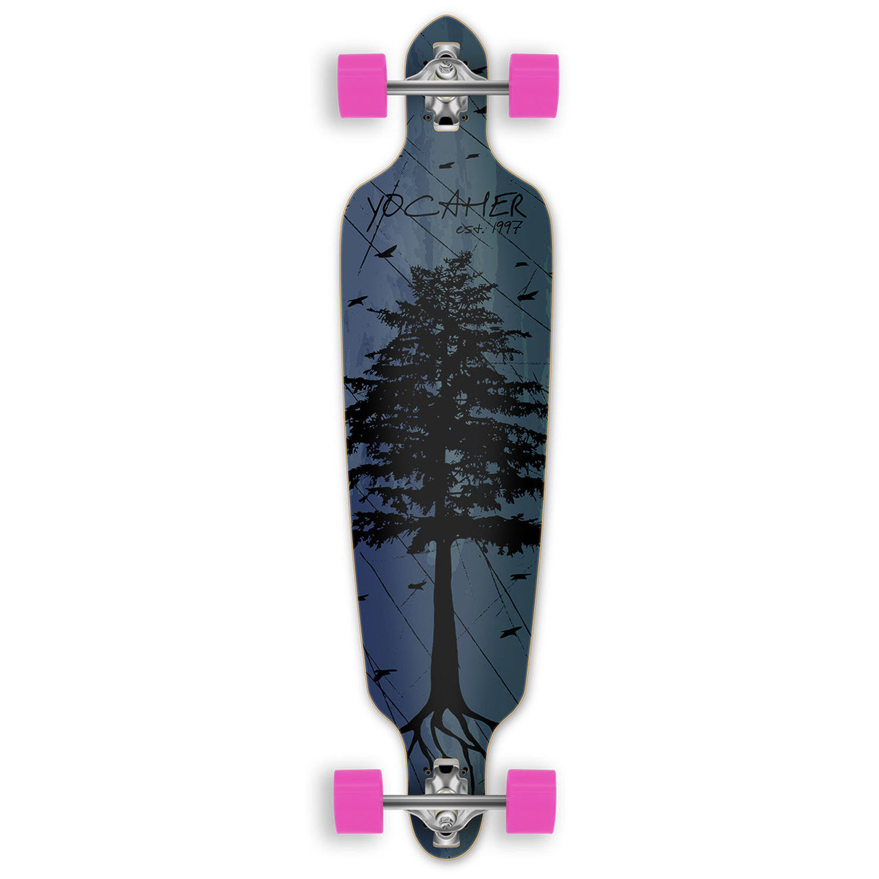 Yocaher Drop Through Longboard Complete - In the Pines : Blue