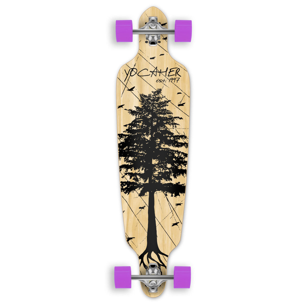Yocaher Drop Through Longboard Complete - In the Pines : Natural