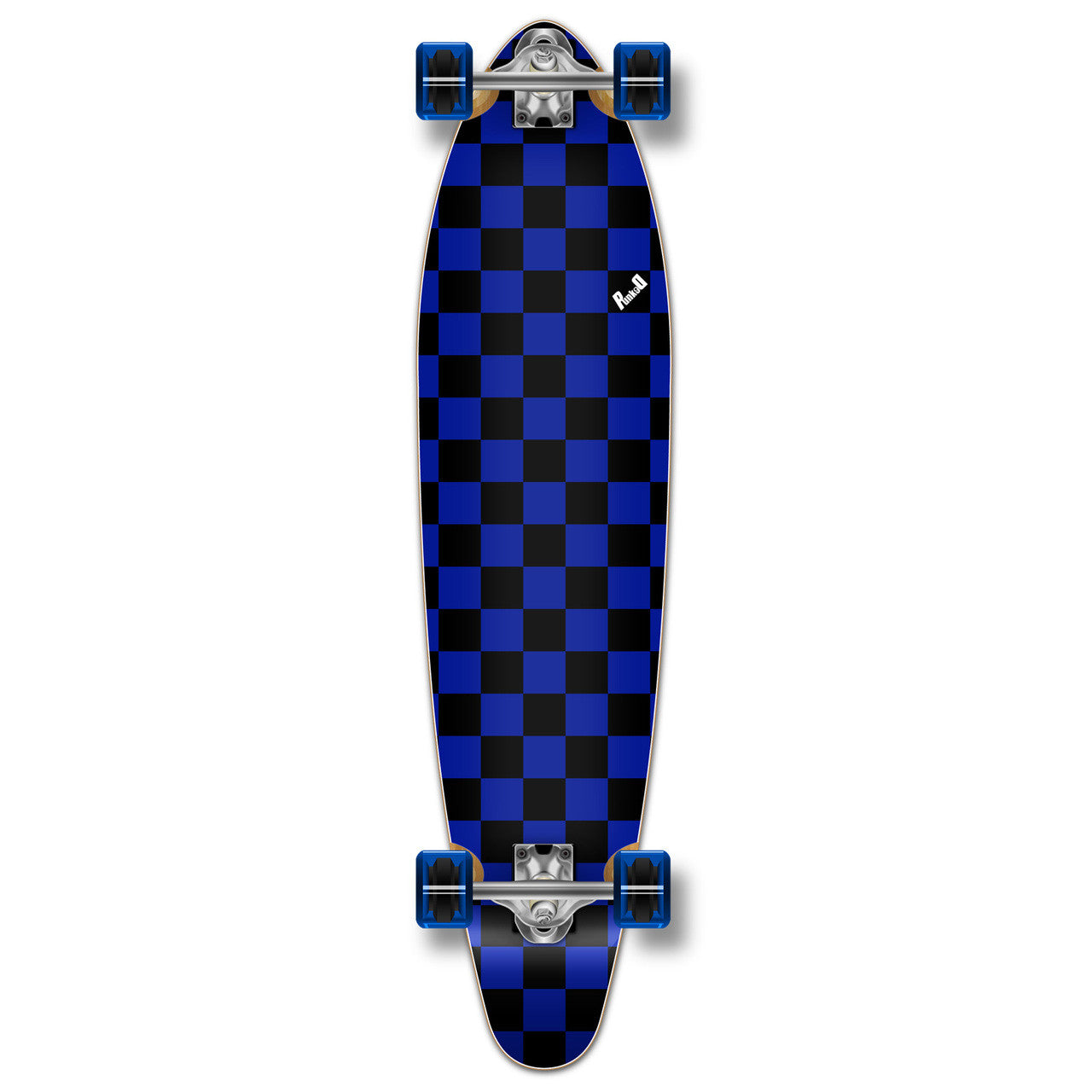 Yocaher Kicktail Longboard Complete - Checker Blue