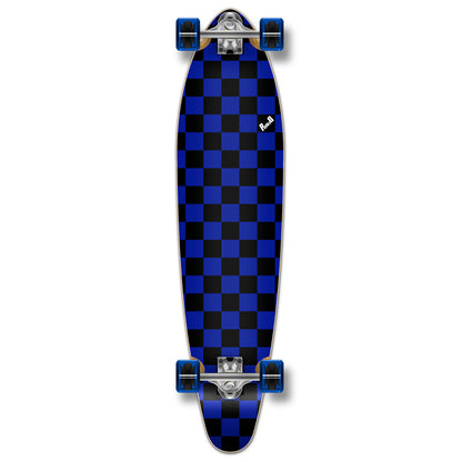 Yocaher Kicktail Longboard Complete - Checker Blue