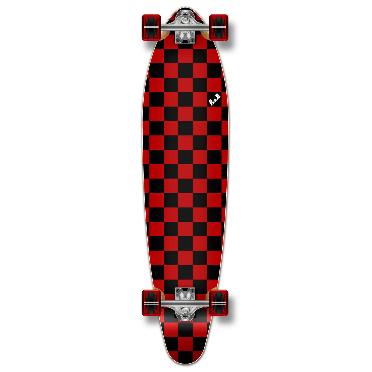 Yocaher Kicktail Longboard Complete - Checker Red