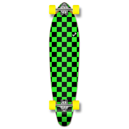 Yocaher Kicktail Longboard Complete - Checker Green