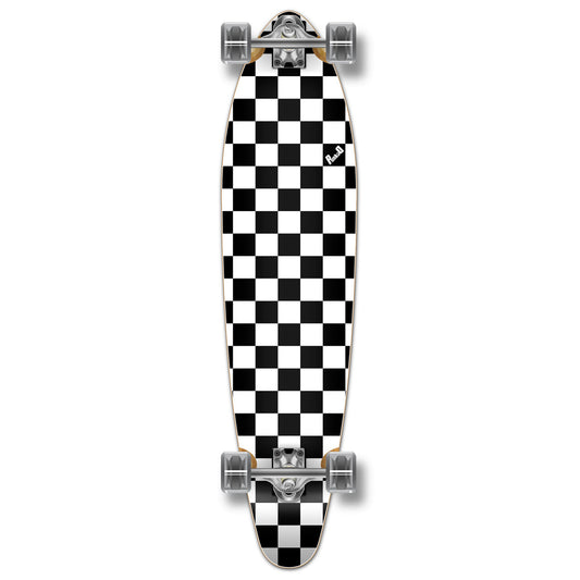 Yocaher Kicktail Longboard Complete - Checker White