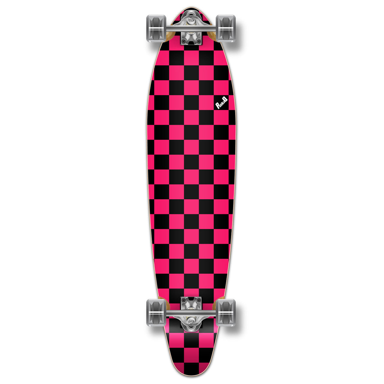 Yocaher Kicktail Longboard Complete - Checker Pink