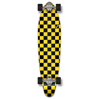 Yocaher Kicktail Longboard Complete - Checker Yellow